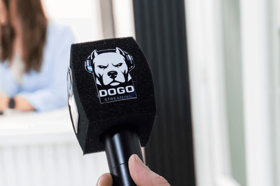 Micrófono de mano de DOGO Streaming en primer plano